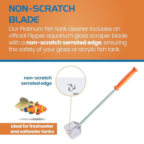FL!PPER Platinum Aquarium Hand Scraper for Glass and Acrylic Tanks - 18" - size: 18" Rigid Shaft