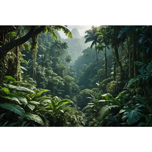 Aquarium Background Tropical Jungle with Trees Terrarium Backdrop Tropical Lush Green Leaves and Plants Natural Forest Landscape Fish Tank Background Reptile Habitat Backdrop Decor Vinyl 24x12in - color: Forest Dark Green, size: 24(W)x12(H)inches/ 60(W)*3