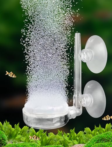 Upettools 1.4inch Aquarium Air Stone Fish Tank Nano Bubble Stone Kit with Control Valve Quiet Super-High Dissolved Oxygen Diffuser Makes Super Tiny Bubbles for Betta Fish & Small Tank