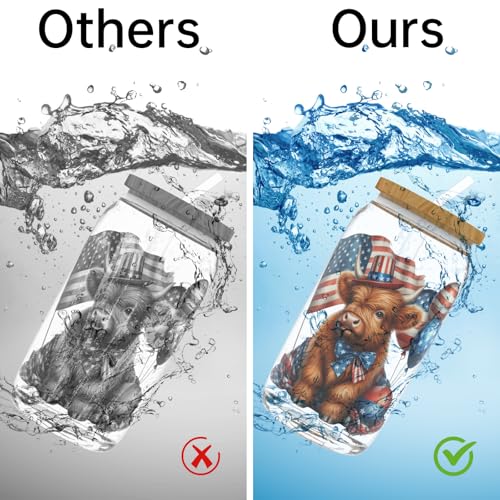 4 PCS Patriotic Highland Cows UV DTF Cup Wrap High Viscosity Stickers for Glass Mugs Notebooks Laptops - style: Patriotic Highland Cows