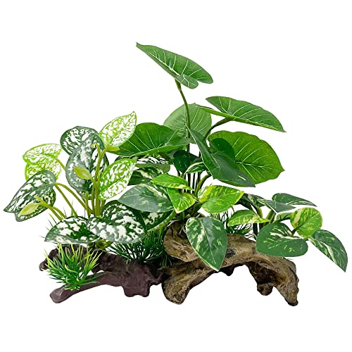 Fish Tank Decoration Aquarium Decoration 3 Pieces Ornament Betta Silk Leaf Cushion Hammock Artificial Driftwood Cave Goldfish Bowl Accessories (Mixed Leaf Set-G)