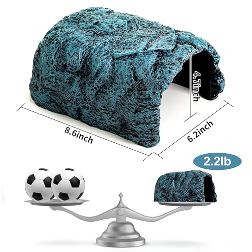 Hide Cave Aquarium Decorations - Premium Resin Hideout for Reptiles & Amphibians, Fish Hiding Spot with Realistic Moss Rock Look,Aquarium Terrarium Decor