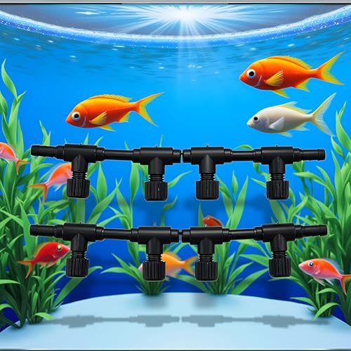 10 Pcs Black T Shaped Aquarium Air Valve, Plastic Fish Tank Air Line Flow Control Regulator Valve Aquarium Air Pump Accessories Adjustable Connector Switch Tap
