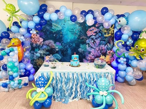 Under the Sea Backdrop 10x8ft Dreamlike Sea World Colorful Corals Ocean Backdrops for Photoshoot Underwater Theme Party Decorations for Baby Shower Birthday Photography Background Photo Booth Prop - color: Purple, size: 10x8ft
