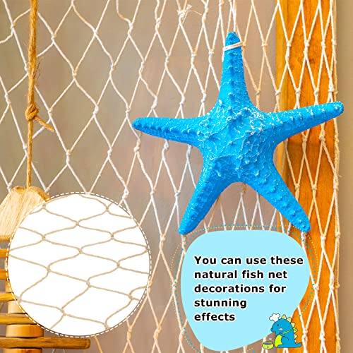 Chumia 12 Pcs Fish Net Decorative Hanging Party Supplies 78.7 x 59 Inch Nautical Party Decorations Natural Cotton Fishnet Accessory for Hawaiian Pirate Fishing Theme Supplies (Beige) - color: Beige