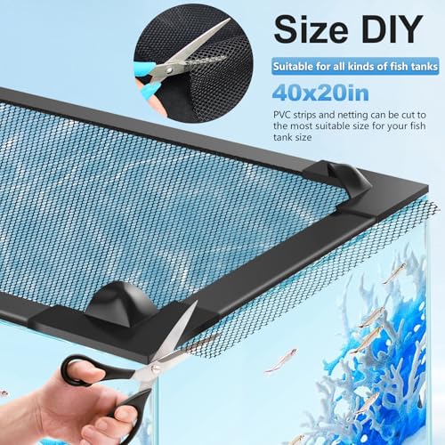 Magnetic Fish Tank Lid, DIY Mesh Aquarium Cover for Jumping Fish, 37 x 18 in