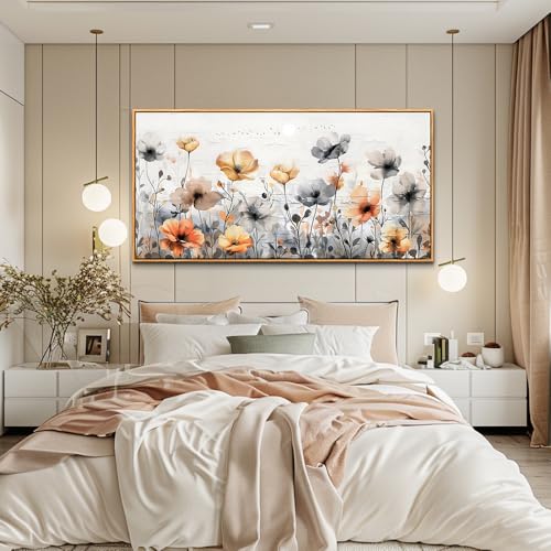 ZUITINGHUA Wood Framed Canvas Wall Art For Living Room Large Wall Decor For Office Bedroom Decorations Flowers Landscape Pictures Farmhouse Paintings Artwork Aesthetic Mural Home Decor 30x60 In - color: Flowers Wood Framed 1, size: 60"L x 30"W