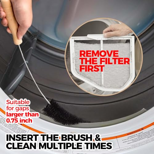 Holikme Dryer Vent Cleaner Kit Clothes Dryer Lint Brush Vent Trap Cleaner Home Essentials Long Flexible Vacuum Brush,Crevice Gap Cleaning Tool Brush - size: Upgrade 2Pack