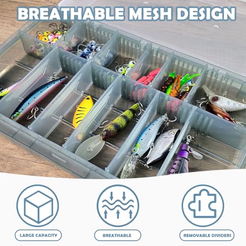 2 Pack Aventik Super Large 3700Fishing Tackle Box – Portable DIY Insert Dividers, Sturdy Transparent PP Case for Lure & Gear Storage (13.98” x 8.86” x 1.89”) - color: Blue