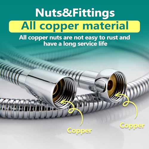 TRIPHIL Kink-free Shower Hoses Extra-long for Handheld Showerhead Hose Replacement Ultra-flexible Metal Shower Tube Extension Anti-twist 2 Brass Connectors Stainless Steel Sleeve Chrome 118 Inches - color: Chrome, size: 118 Inches