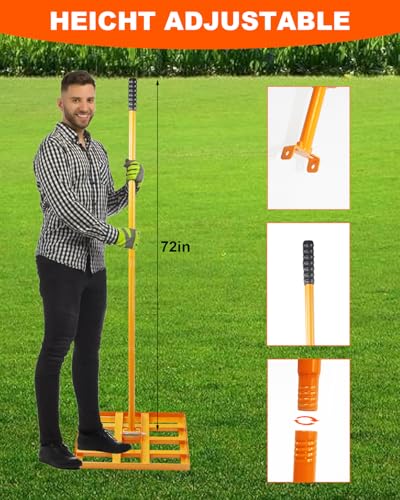 Lawn Leveling Rake 30x10 inch, Yard Leveling Rake with 72" Adjustable Handle for Soil Sand Grass, Heavy-Duty Lawn Leveler for Lawn Yard Garden Farm - style: 30x10 Inch-6 FT