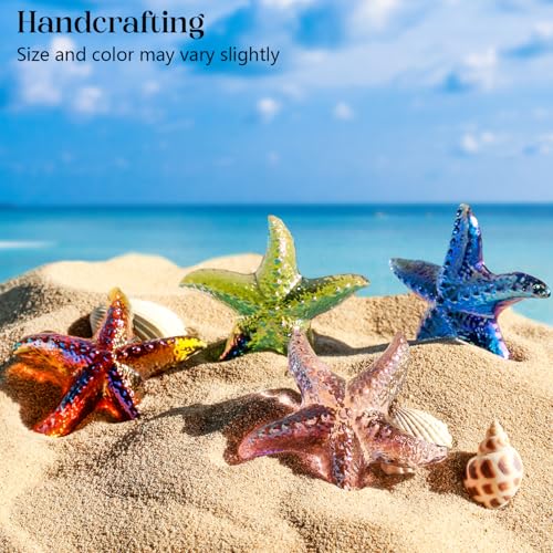 H&D HYALINE & DORA Hand Blown Glass Star Fish Figurines Blue Sea Animal Ornament for Home Decor,Tiny Glass Sea Animals Collectible for Seasonal Gift - color: Blue