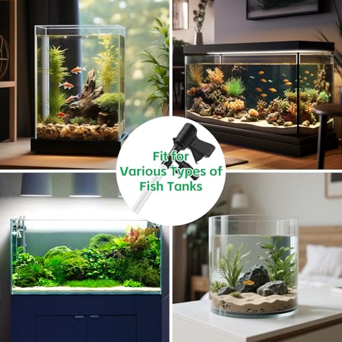 FISORAS Aquarium Gravel Cleaner, Fish Tank Cleaner Gravel Vacuum for Aquarium with 30ml Waste Remover Dropper & Cleaning Brush Suitable for Betta Fish Tank Water Changer, Wash Sand