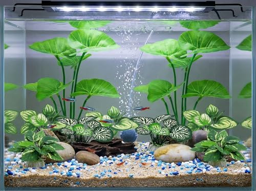 10 Pack Silk Aquarium Plants Fish Tank Decorations - Soft Fin-Safe Fish Tank Plants Large Aquarium Decor for 5-40 Gallon Betta, Goldfish & Reptiles Tanks Accessories - color: C（green 10 Pack）