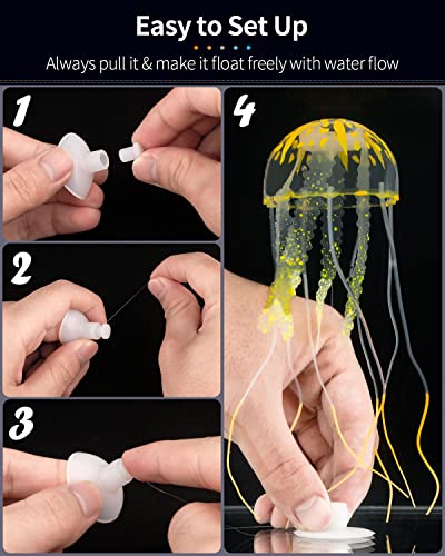 Uniclife 6 Pcs Glowing Jellyfish Ornament Decoration for Aquarium Fish Tank - color: Jellyfish