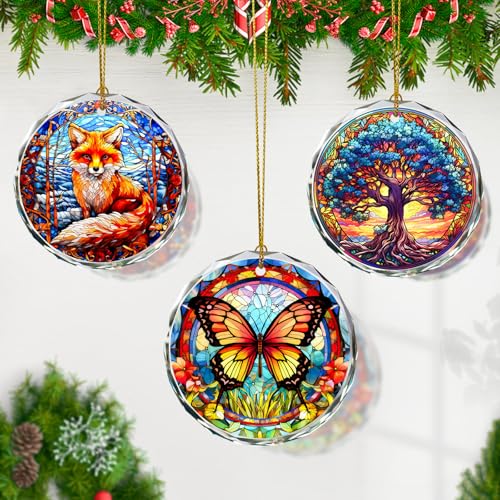 Stained Glass Butterfly Ornament - Christmas Tree Decor, Gift Exchange Present - color: Butterfly