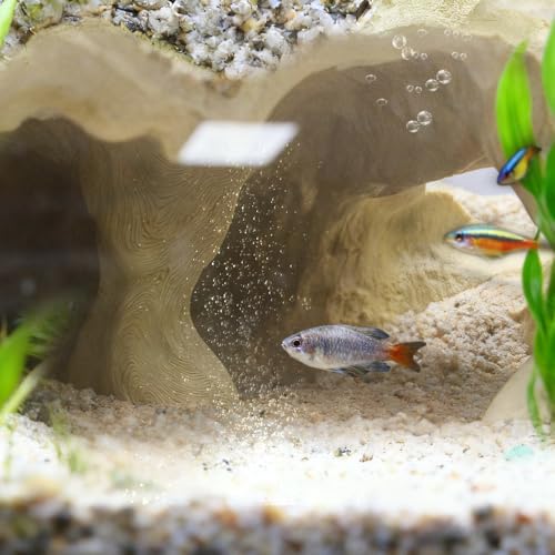 Aquarium Cave Tunnel 3D Printed - Fish Tank Decoration Natural Fish Hideout for Pleco, Shrimp & Corydoras | Sinking Base & Viewing Ports | Substrate-Friendly Decor (6.7" Under Gravel Design) - color: Soil Color