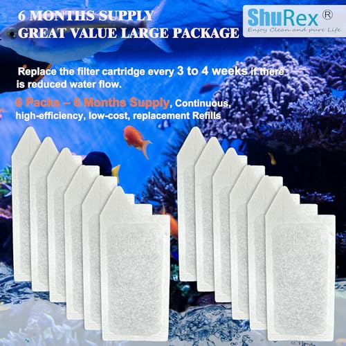 6 Pack Replacement Small Size Cartridges for Tetra Whisper Small Fish Tanks Filter; Refilled Filter Cartridges S Size for Aquarium Kits 3-10 Gallons Betta Fish Tank Kit