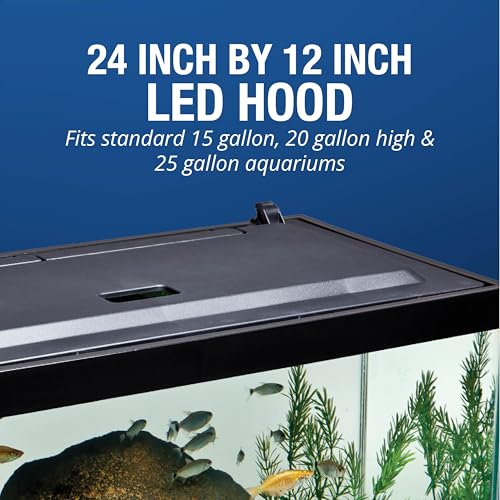 Tetra LED Aquarium Hood 24 in x 12 in, Low-Profile Fish Tank Cover with Hidden Lighting - size: 24 Inch