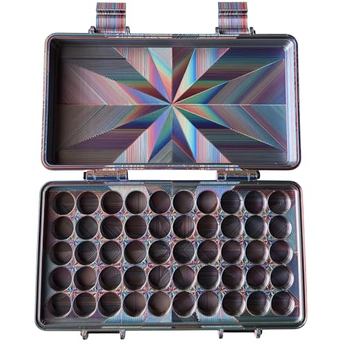 3D Printed Vial Storage Case - Waterproof 3ml Vial Storage Case with 50 Slots - Freezer Safe Hard Shell Essential Oil Case for Home, Fridge, Travel, 16mm Max Diameter, 35mm Max Height - color: Psychedelic Lonestar, size: 50 Slots