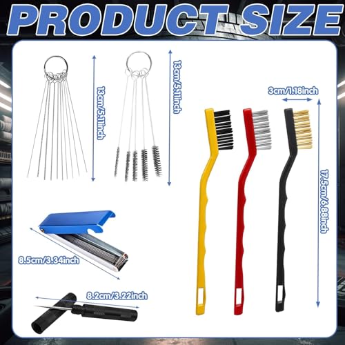 7Pcs Carburetor Jet Cleaning Tool, Professional Carb Jet Cleaning Kit & Welding Tip Cleaner with Brushes, Stainless Steel Needles & Hooks for Motorcycle ATV Chainsaw & Welder - color: B-Style-7PCS