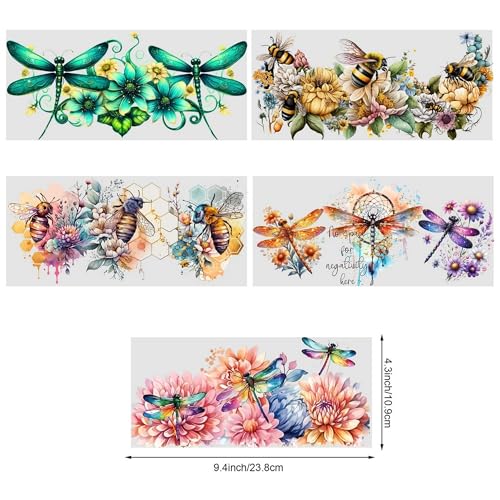 5 Sheets Flower UV DTF Transfer Stickers, for Glass Tumbler, Waterproof Decals, Plastic Adhesive Label for Bottles and Cups Decor (Style2-5 Sheet) - color: Style2-5 Sheet