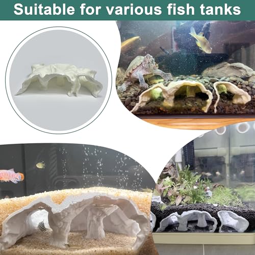 LIYAOLI 3D Printed Aquarium Cave Tunnel Hideout - Natural Under Gravel Decor for Pleco, Shrimp, Corydoras - Substrate-Friendly Sinking Base with Viewing Ports - color: White