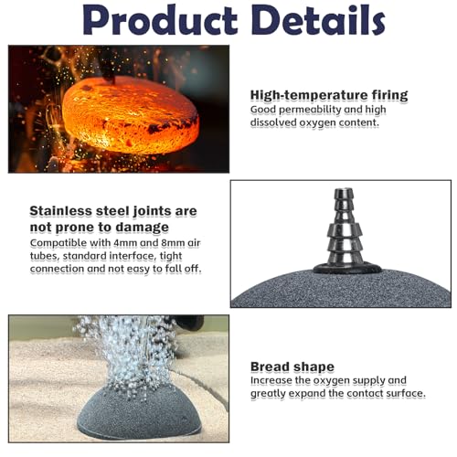 Mineral Airstones Bubble 4 Inch Ball Shape Diffuser Air Stone for Aquarium Fish Tank, Pump and Hydroponics(2 Pack) - size: 4inch，2PCS