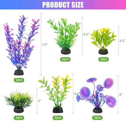AQUANEAT Artificial Fish Tank Plants, Plastic Aquarium Decorations, Purple Accessories, 10pcs - color: Purple