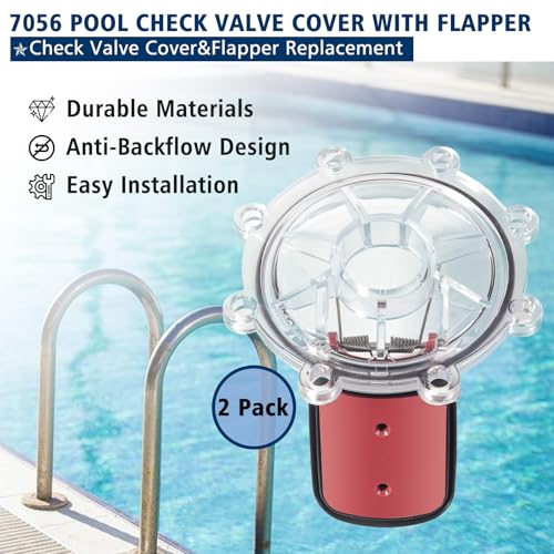 2 Pack 7056 Pool Check Valve Cover with Flapper Assembly Replacement for Jandy 7235 7236 7305 7511 7512, Check Valve Flapper Rebuild Kit Compatible with Zodiac Jandy Spring Check Valve (2 Pack/Set)