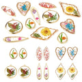 Transparent Flower Resin Charms Round Gold Edge Dried Floral Pendants Flat Round Clear Gold Foil Floral Charms for Necklace Bookmark Keychain Jewelry Making - color: Flower-5