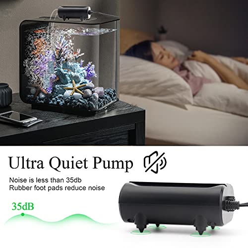 AQQA Aquarium Air Pump,3.5W 5W Dual Outlet Oxygen Pump with 2 Air Stone,Adjustable Air Valve Quiet Bubbler Pump,Up to 160 Gallon Fish Tank (5w) - size: 5w (for 1-160 gallon)