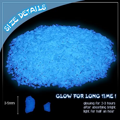 Wesiti Glow in the Dark Gravel, Fluorescent Glow in the Dark Rocks Decorations Fish Tank Rocks Decorative Aquarium Gravel Stones for Garden Room Planter Aesthetic, 300g/ 0.66lb (Sky Blue, 3-5 mm) - color: Sky Blue, size: 3-5 mm