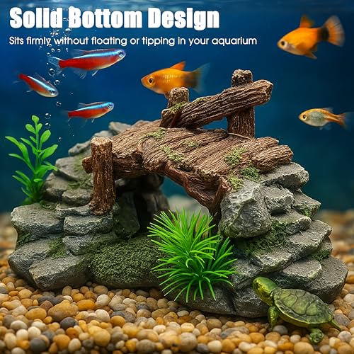 Aquarium Decor, Betta Fish Tank Accessories with Plants, Turtle Tank Decorations, Large Aquarium Ornaments, Fish Hideout, Decorative Accessories for Freshwater & Saltwater Tanks (Grass Bridge) - color: Grass Bridge