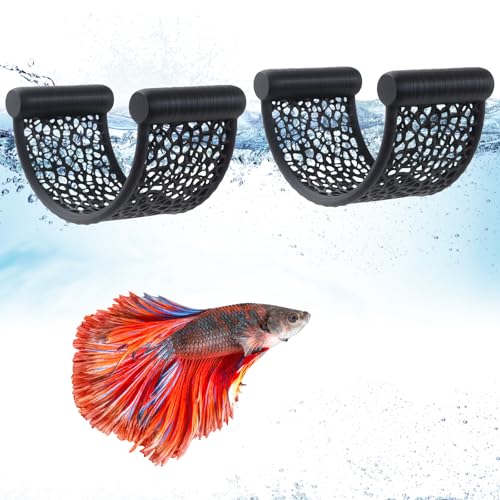 2 Pack Floating Betta Hammock Leaf Bed – Resting Platform for Betta Fish, Shrimp & Small Fish | Compact Aquarium Decor for Nano Tanks, Low Flow Aquariums & Aquascape Setup (Black)