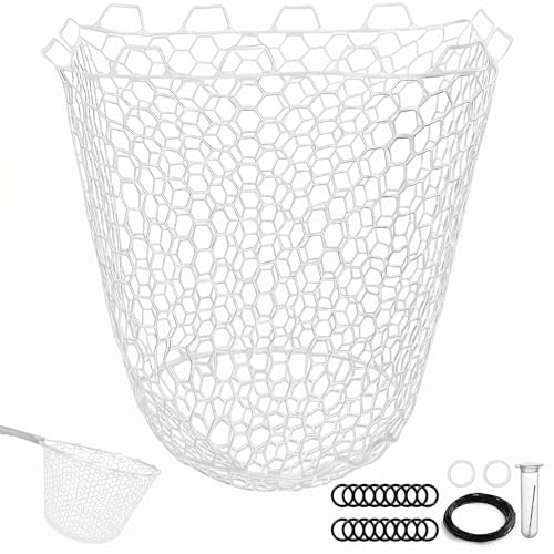 Riverruns Rubber Net Replacement with Repair Kit Fly Fishing Net Replacement Knotless Netting Bag for Rubber Fishing Net, Catch & Release - color: Transparent, size: 19.7" Dia x 23.6" Depth (59.8" Circumference)