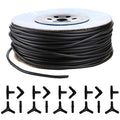 JIH Aquarium 320 Feet Standard 3/16" Black Flexible Airline Tubing with Black Plastic Connectors for Fish Tank,Terrariums, and Hydroponics (320 Feet with connectors) - size: 320 Feet with connectors