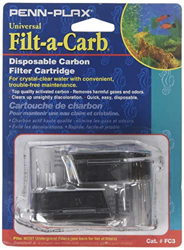 Penn-Plax Filt-a-Carb Replacement Media Cartridges (2 Pack) – Universal Fit for Most Undergravel Filters – Provides Chemical Filtration (FC3) - size: Multi-Pore and Undergravel “E” Filters