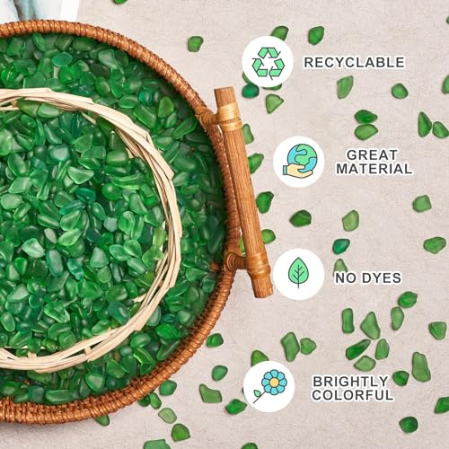 QEQEKAKA Sea Glass Stones for Crafts About 2.75LB (1180g/41.62oz) Green Glass Pebbles Gemstones Bulk for Aquarium Rocks Fish Tank Gravel Green Filler for Vases Centerpieces - color: Green, size: 2.75LB (1185g/41.79oz)
