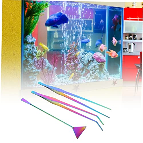 Mikikit 3Pcs Stainless Steel Aquarium Cleaning Tool Set Spatula Tweezers for Water Plants Durable Rustproof Aquascaping Tools for Fish Tank Maintenance