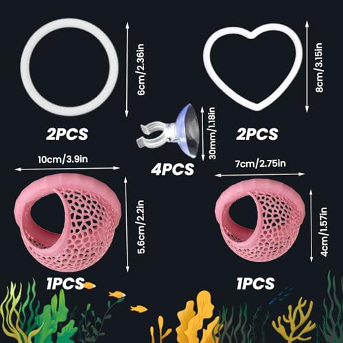 Betta Hammock & Fish Toys Set, Aquarium Betta Fish Training and Feeding Rings, Floating Bettas Hide & Shrimp Cave, Decorative Accessories for Small Fish Tanks