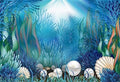 AOFOTO 12x10ft Fairytale Undersea Pearl Shell Backdrop Deep Sea Plants Coral Pearl Mussels Underwater Mermaid's Shelter Background for Photography Happy Birthday Party Banner Baby Shower Photo Booth - size: 12x10ft