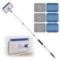 Qaestfy Baseboard Cleaner Tool with Handle, Wall Floor Mop with Extendable Long Handle Duster for Cleaning Window, Floor, Skirting Board, Ceiling, Shower, Tub Tile, Kitchen with 6 Reusable Pads
