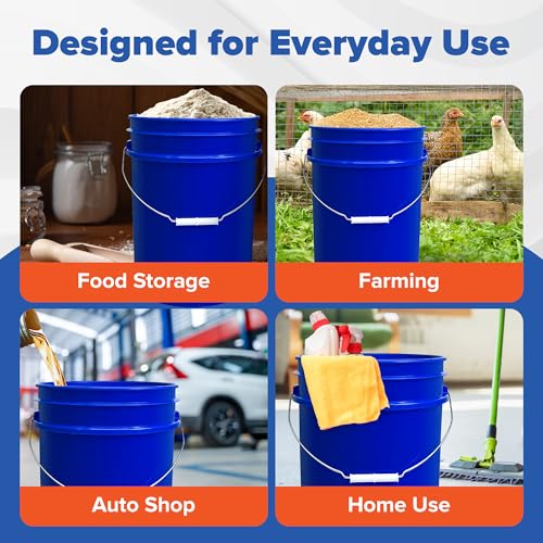 ePackageSupply 5 Gallon Plastic Bucket with Airtight Lid | Food Grade Bucket | BPA-Free | Heavy Duty 90 Mil All Purpose Pail | One 12" Rubber Mallet & One Lid Opener Included | 1 Pack - color: Blue, size: 1 Pack