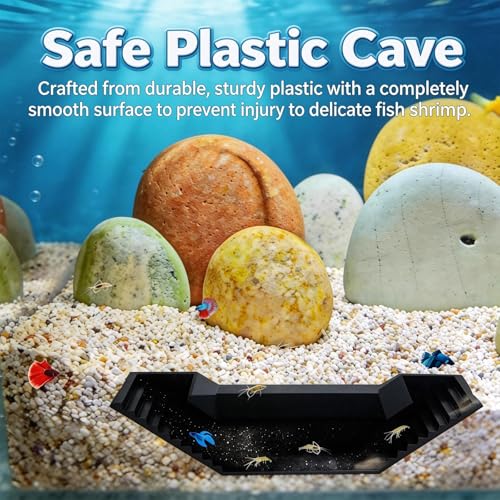 Shrimp Cave, Aquarium Tunnel with 2 Entrances, Shrimp Tank Accessories Hideout Viewing Cave for Small Fish
