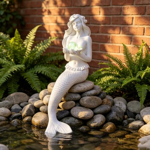 Teaeeno Unique Mermaid Fish Tank Decorations, Mermaid Statue Decor House Ornament Kit, Aquarium Decor, Charming Mermaid Decor Statue, Resin Aquarium Décor Thematic Ornaments (White) - color: White