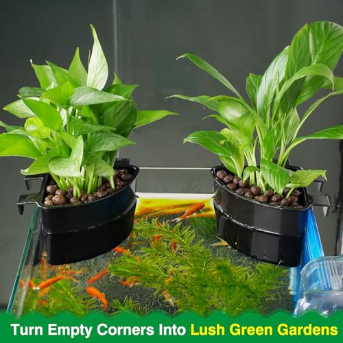 Borlech 2026 Latest Model Large Aquarium Corner Planter Hanging Plant Holder for Fish Tank Aquaponic Plant Cultivation and Aquascape Accessories Decorations (1 Pack) Black - color: Black-1 Pack