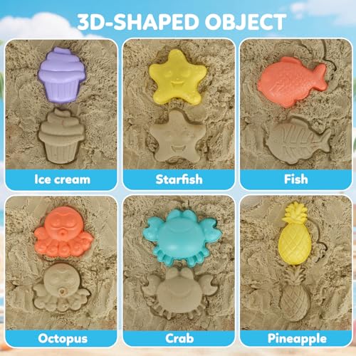 GKDOMS Kids Beach Toys Set with Collapsible Bucket, Sand Molds, Sand Rake and Shovel, Travel Sand Toys Sandplayset for Ages 2-6 (Single Multi) - color: Single Multi