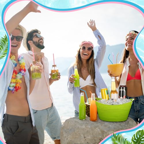 Norme 24 Pcs Oval Storage Tub with Handles, 4.5l Plastic Ice Buckets Bulk for Wine Beer Champagne Drink Cooler Beverage Storage Tub for Parties BBQ Weddings Outdoor Celebration(Pastel Colors) - color: Pastel Colors