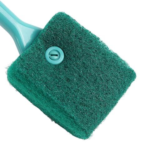 Aquarium Algae Scraper, Double Sided Sponge Brush Cleaner Long Handle Fish Tank Scrubber Sponge Scrubber Cleaner with Hanging Holes(green)